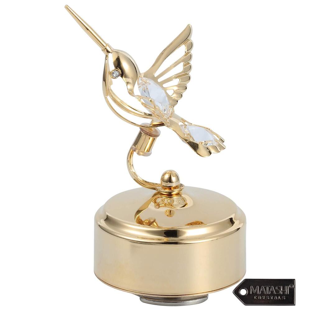 9313 Hummingbird Music Box – 24K Gold Plated Crystal Studded Gift – Best